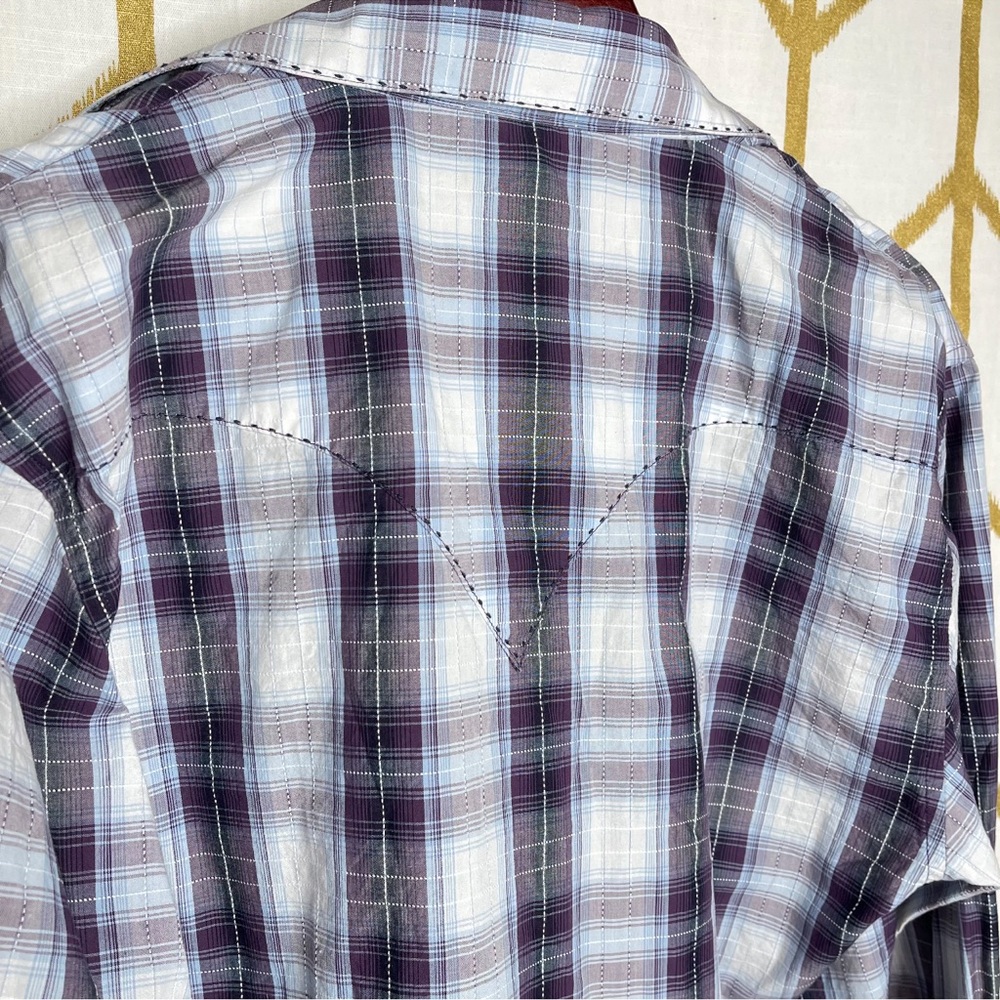 Mens Wrangler western‎ cowboy plaid pearl snap button up shirt size large - Picture 5 of 7